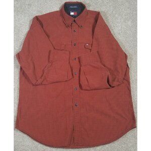 Tommy Hilfiger Long Sleeve Button Down Orange Gingham Check Casual Shirt Men's L